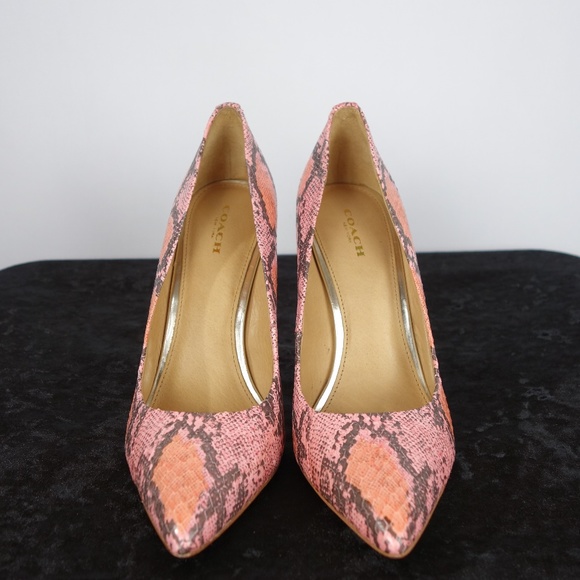 Coach Harlee Two Tone Snake Leather Pump Heels With Original Box, Size 9B - Picture 1 of 16